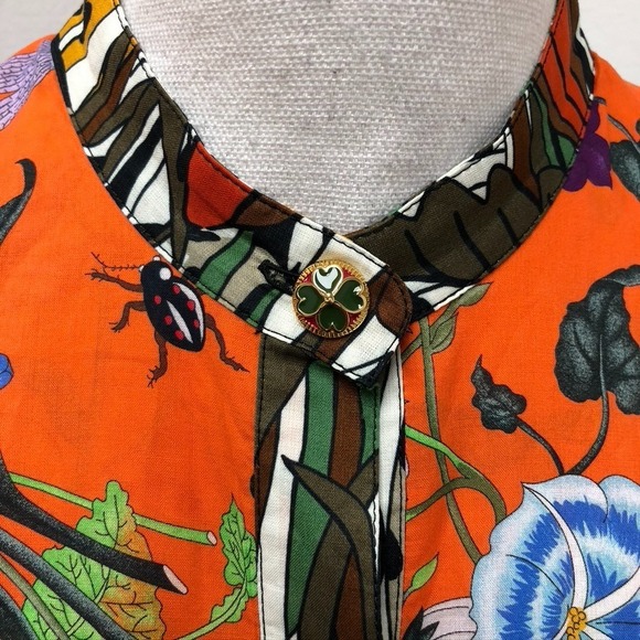 Gucci Fit And Flare Dress Womens 40 Small Floral Printed Belted Boho Designer - Picture 3 of 13